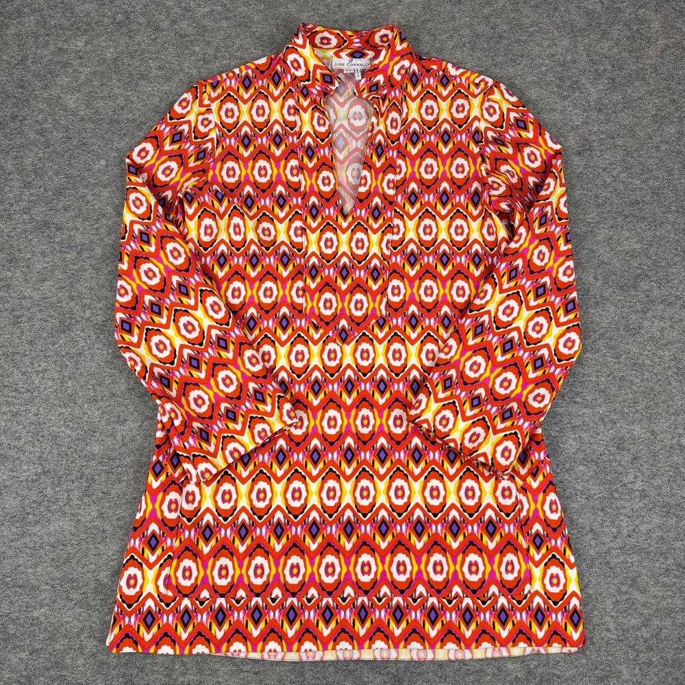 Jude Connally Chris Tunic Blouse Jude‎ Cloth Geometric Nylon Womens XS